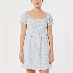 Altar'd State Blue Gingham Ellice Mini Dress Lace Up Back Large